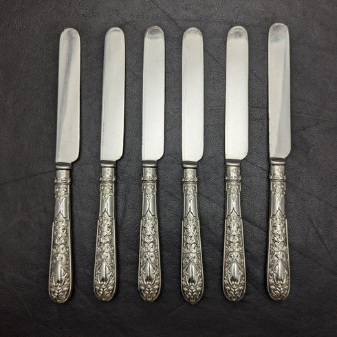 1868 年英國古董銀盤餐具套裝 6x2 桃花心木盒裝